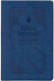 Bíblia Letra Grande com Harpa Cristã Capa Emborrachada Azul